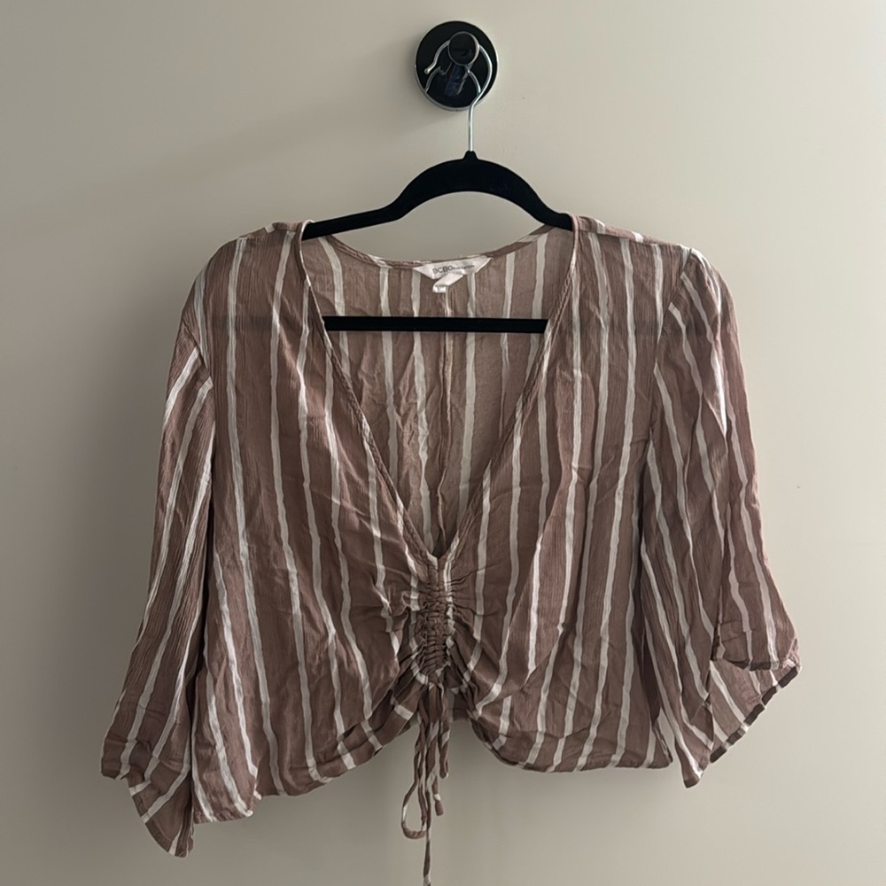 BCBGeneration cropped linen shirt